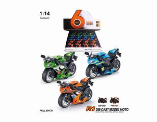 1:14 ALLOY PULL BACK MOTOCYCLE 12PCS,