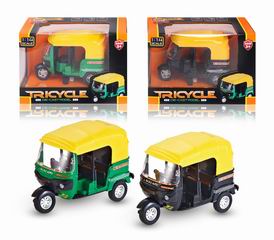 ALLOY PULL BACK MOTOR TRICYCLE W/LIGHT & MUSIC,