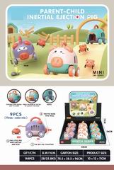 FRICTION CATAPULT PIG CAR 9PCS,