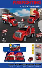 FRICTION FIRE TRUCK 6PCS,