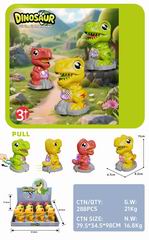 PULL LINE DINOSAUR W/LIGHT 12PCS,