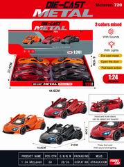 1:24 PULL BACK DIE-CAST CAR W/LIGHT & SOUND 6PCS,