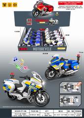 FRICTION POLICE MOOTORCYCLE W/LIGHT & MUSIC 8PCS,