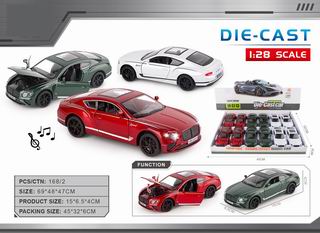 1:28 PULL BACK DIE-CAST CAR W/LIGHT & MUSIC 12PCS,