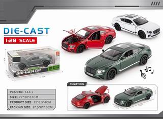 1:28 PULL BACK DIE-CAST CAR W/LIGHT & MUSIC,