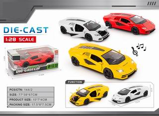 1:28 PULL BACK DIE-CAST CAR W/LIGHT & MUSIC,
