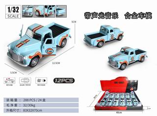 1:32 PULL BACK DIE-CAST CAR W/LIGHT & SOUND 12PCS,