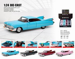 1:24 PULL BACK DIE-CAST CAR W/LIGHT & SOUND 8PCS,
