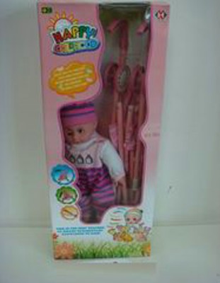 14 INCH DOLL W/BABY CAR. W/B,