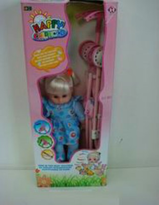 14 INCH DOLL W/BABY CAR. W/B,